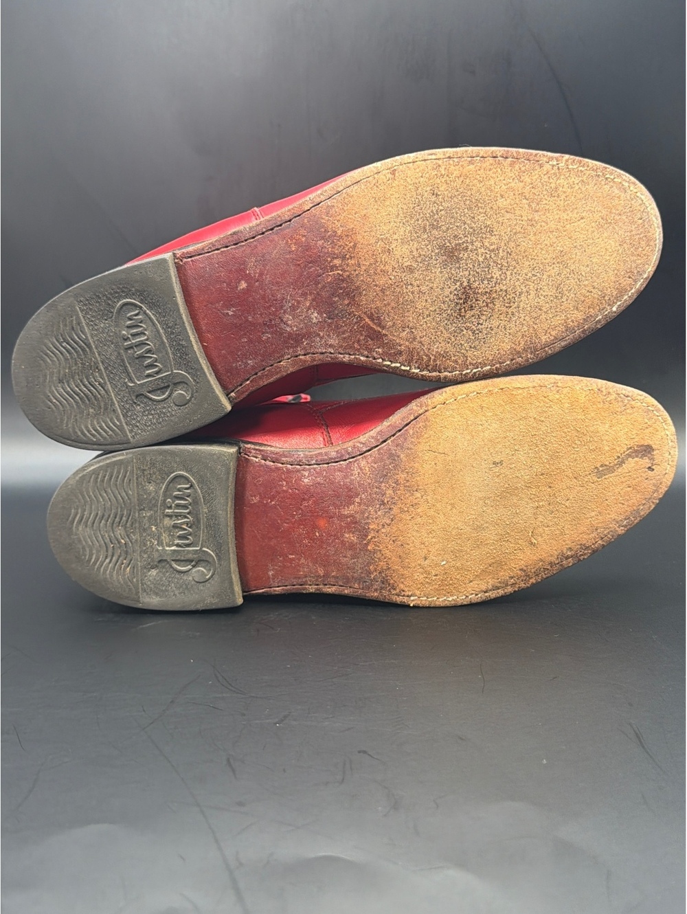Vintage Justin Red Leather Lace-Up Logger Work Boots Women's Size 6 B L503 - Picture 10 of 13